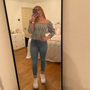 Off the shoulder striped top